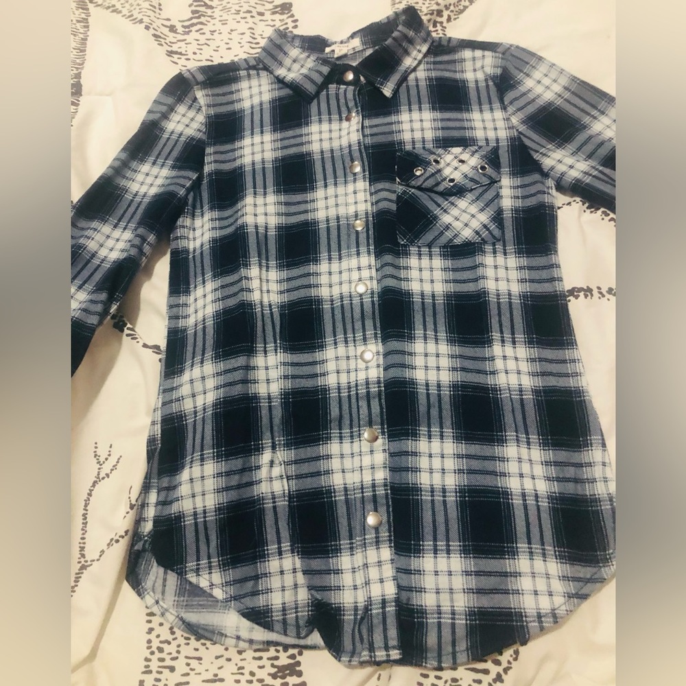 ARDENE | Dark Blue Plaided | Button Down Shirt | XS